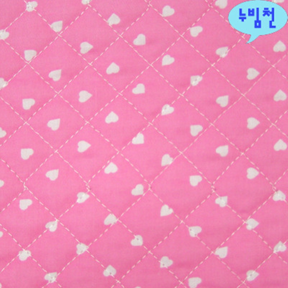 원단마트 면혼방원단 누빔천 핑크바탕흰하트 805