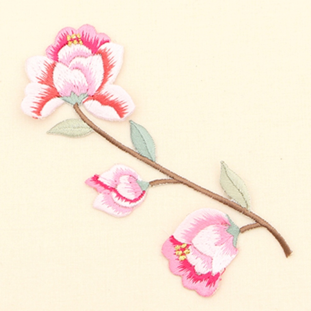 원단마트 73-891 블루밍 꽃 자수 장식 핑크