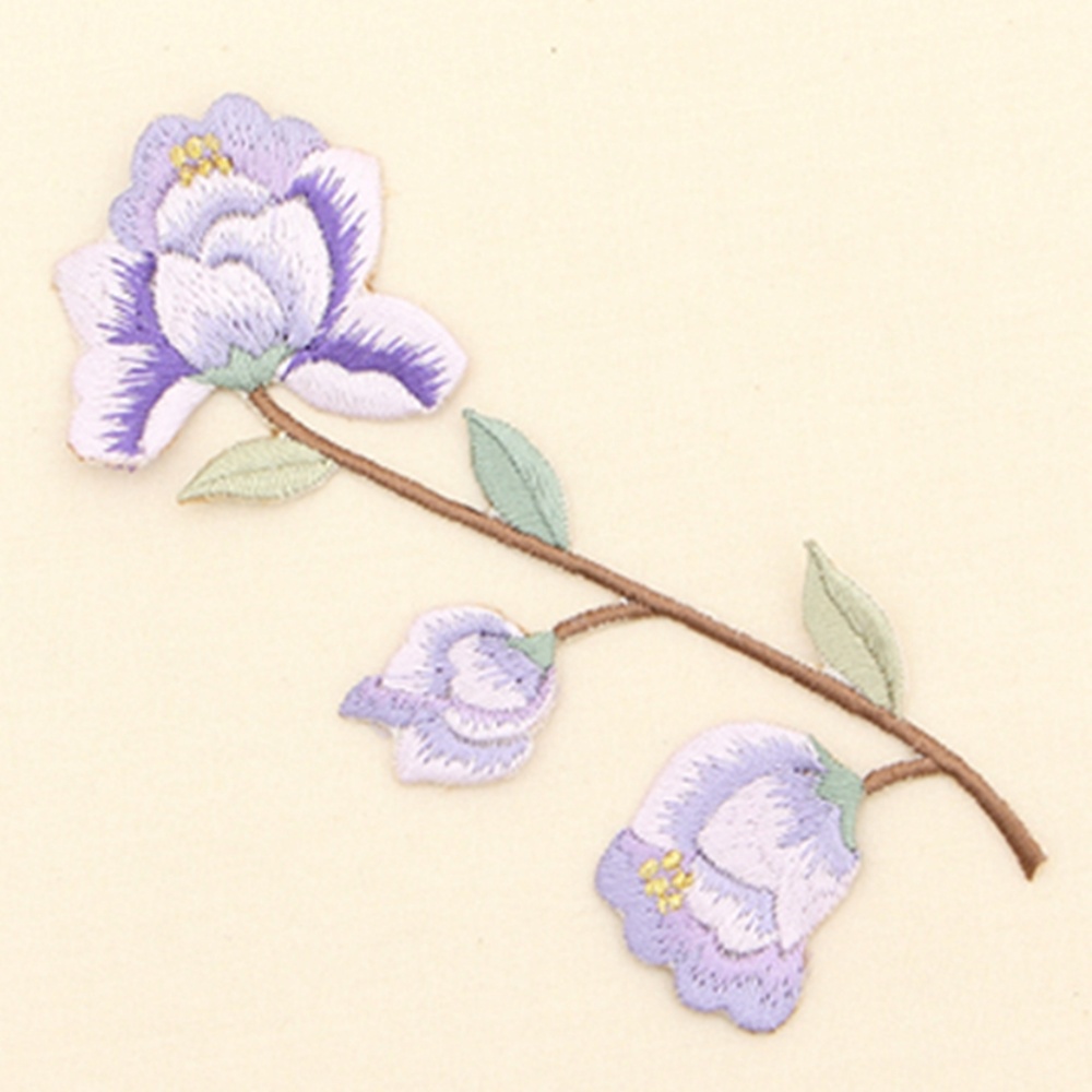 원단마트 73-888 블루밍 꽃 자수 장식 퍼플