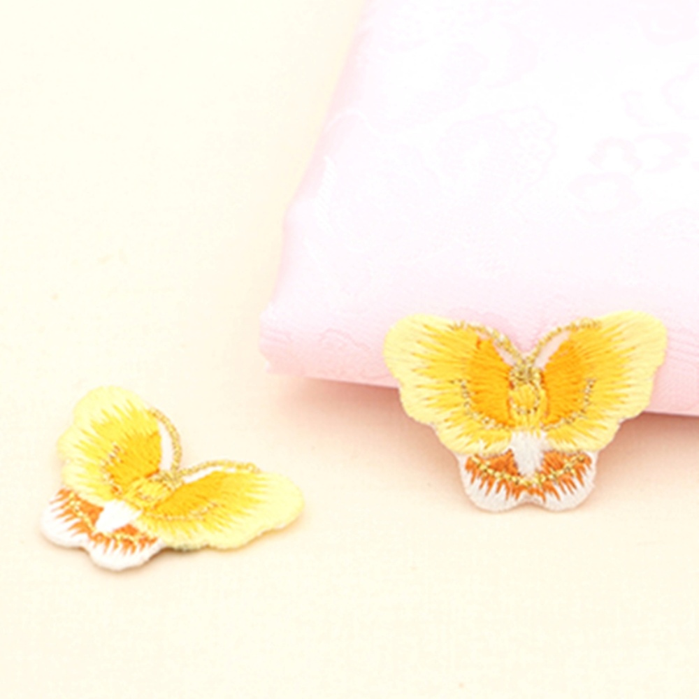 원단마트 73-884 금사 나비 자수 장식 옐로우